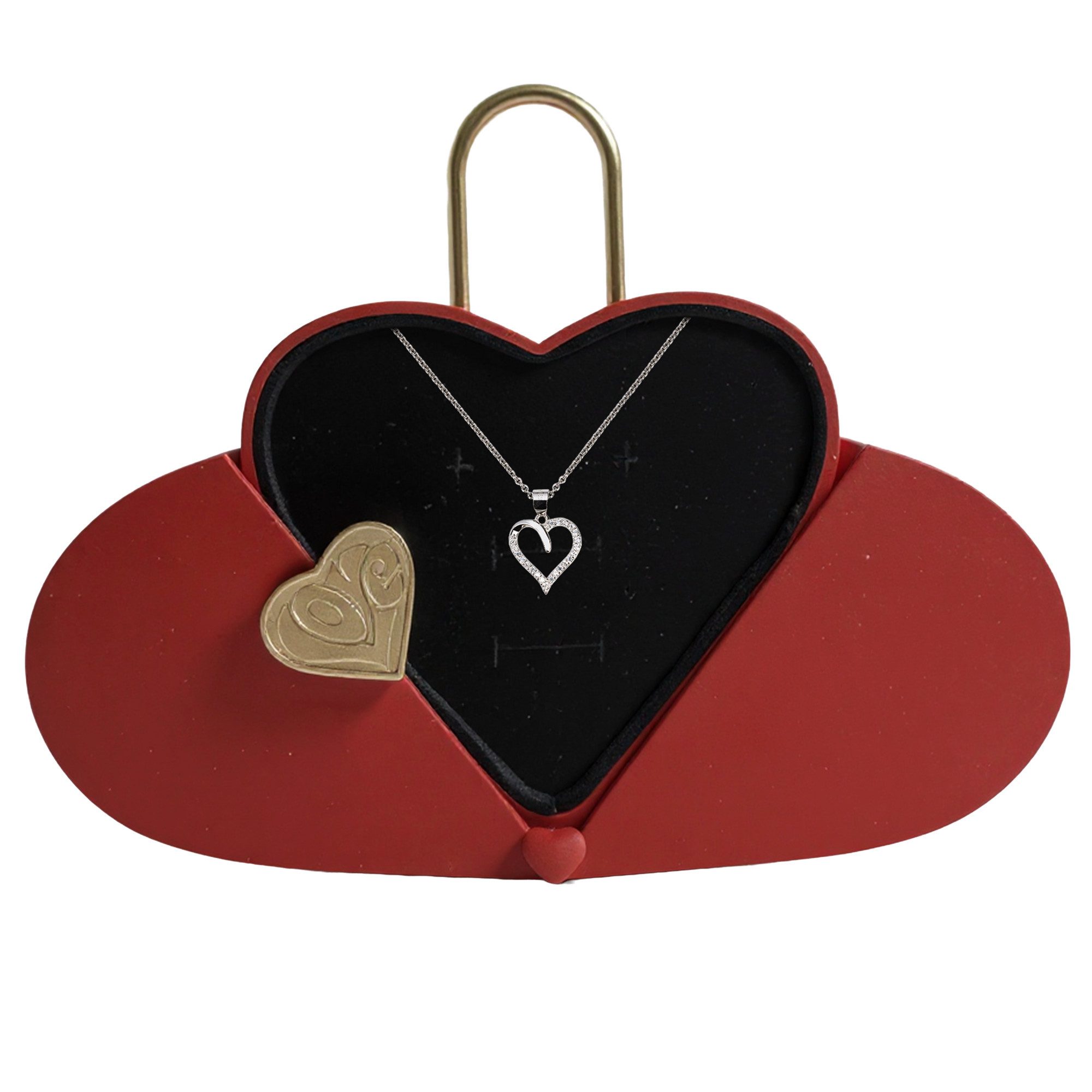 22Feels Schmuckset Ich Liebe Dich Geschenk Frauen Herz Halskette in Herz-Schloss Etui (inkl. Einzigartigem Etui), Echt-Silber 925/000, Einzigartiges Etui