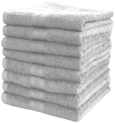 NatureMark Handtücher Handtuch 500gsm (8er-Set), 100% Baumwolle (8-St), 8X Frottier Handtücher mit Aufhänger, 50 x 100cm, Silber grau