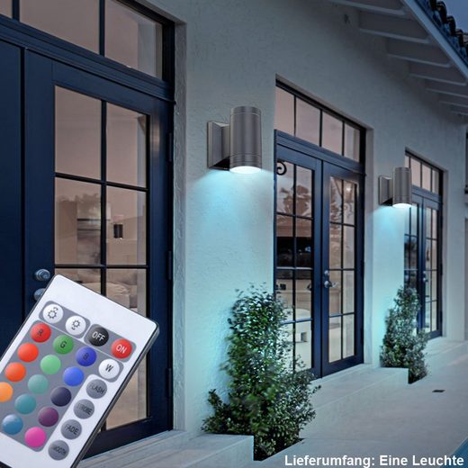 etc-shop LED Wandleuchte, Außen Wand Leuchte Veranda Fernbedienung Down