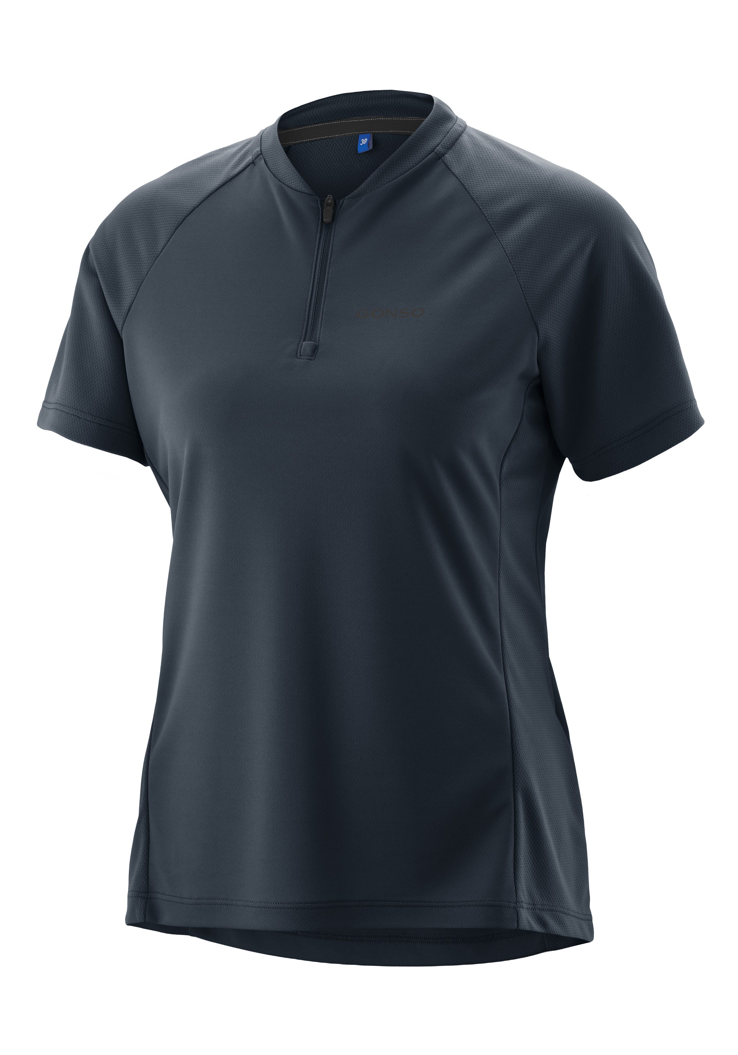 Gonso Radtrikot SITIVO Jersey Blue W Damen Fahrradtrikot mit Rückentasche, Half-Zip Trikot, Loose Fit