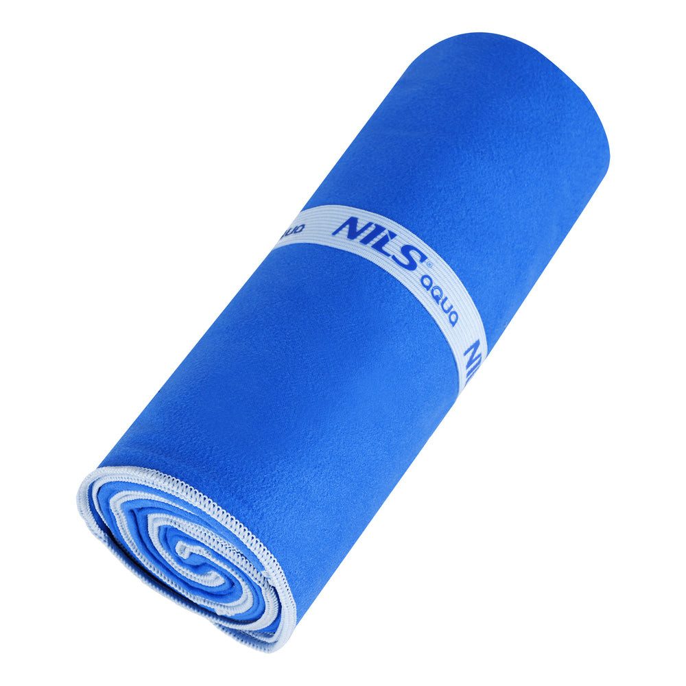 NILS AQUA Sporthandtuch Mikrofasertuch 180x100 cm, Mikrofaser (Spar-Set, 1-St), Mit 396 g leicht, klein faltbar und durch Gummiband fixiert