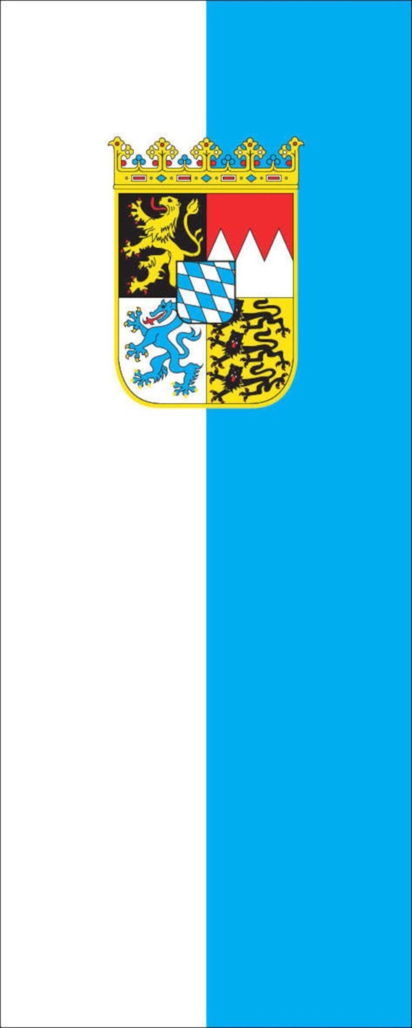 flaggenmeer Flagge Bayern mit Streifen und Wappen 160 g/m² Hochformat