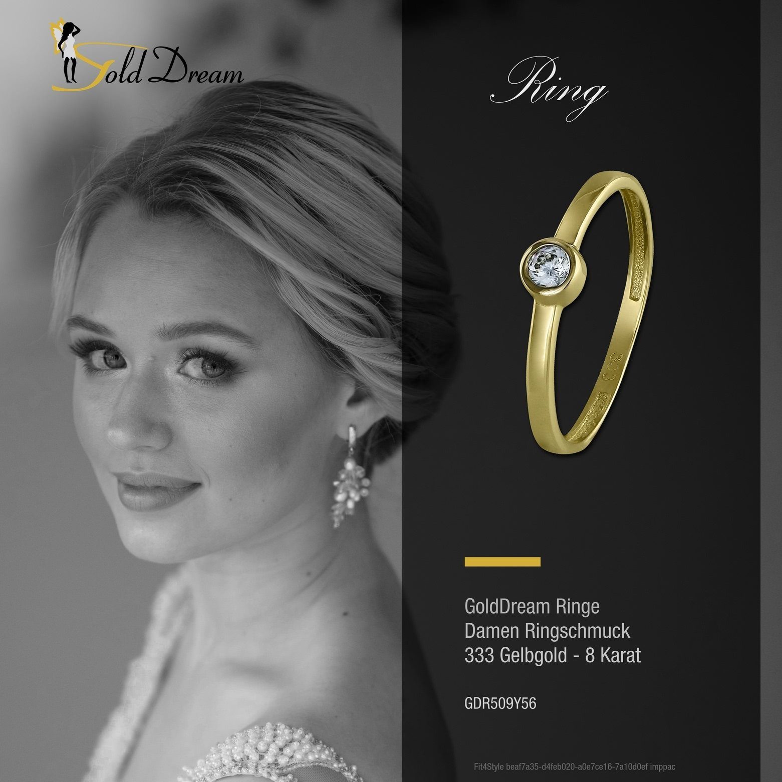 GoldDream Goldring GDR509YX GoldDream Gelbgold Damenring Kristall 8Kt (Fingerring), Damen Ring Stein aus 333 Gelbgold - 8 Karat, Farbe: gold, weiß