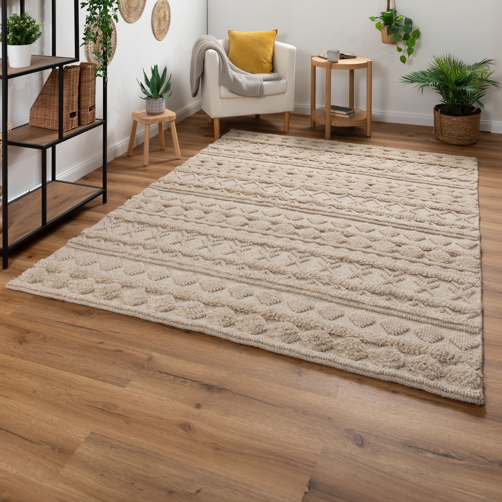 Steffensmeier Wollteppich Havana, Rechteckig, Kurzflor Teppich, Hoch-Tief-S günstig online kaufen