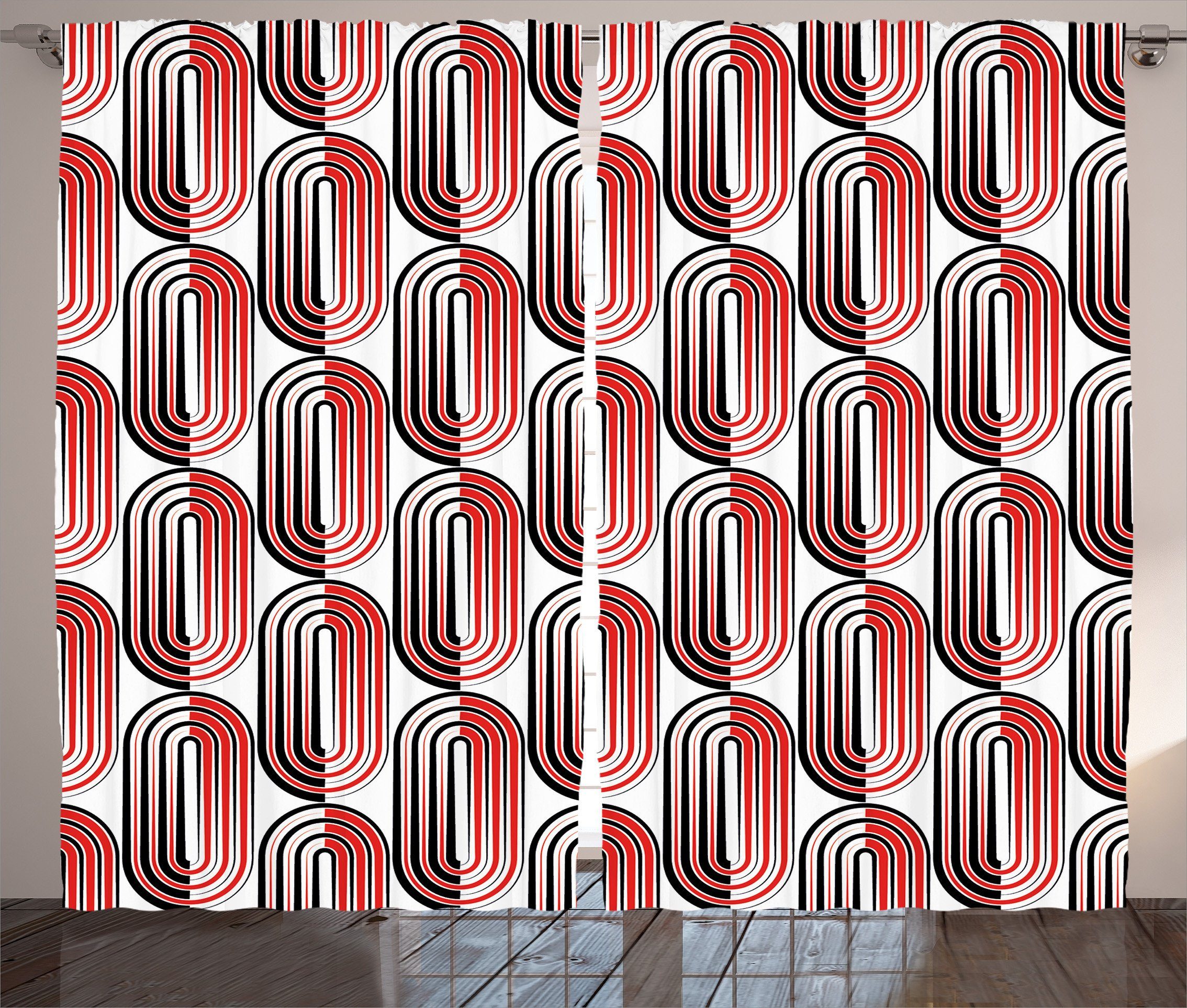 Schlaufen Kräuselband und Vorhang mit Curves Gardine rot Schlafzimmer Ellipse Abakuhaus, Haken, Abstrakte