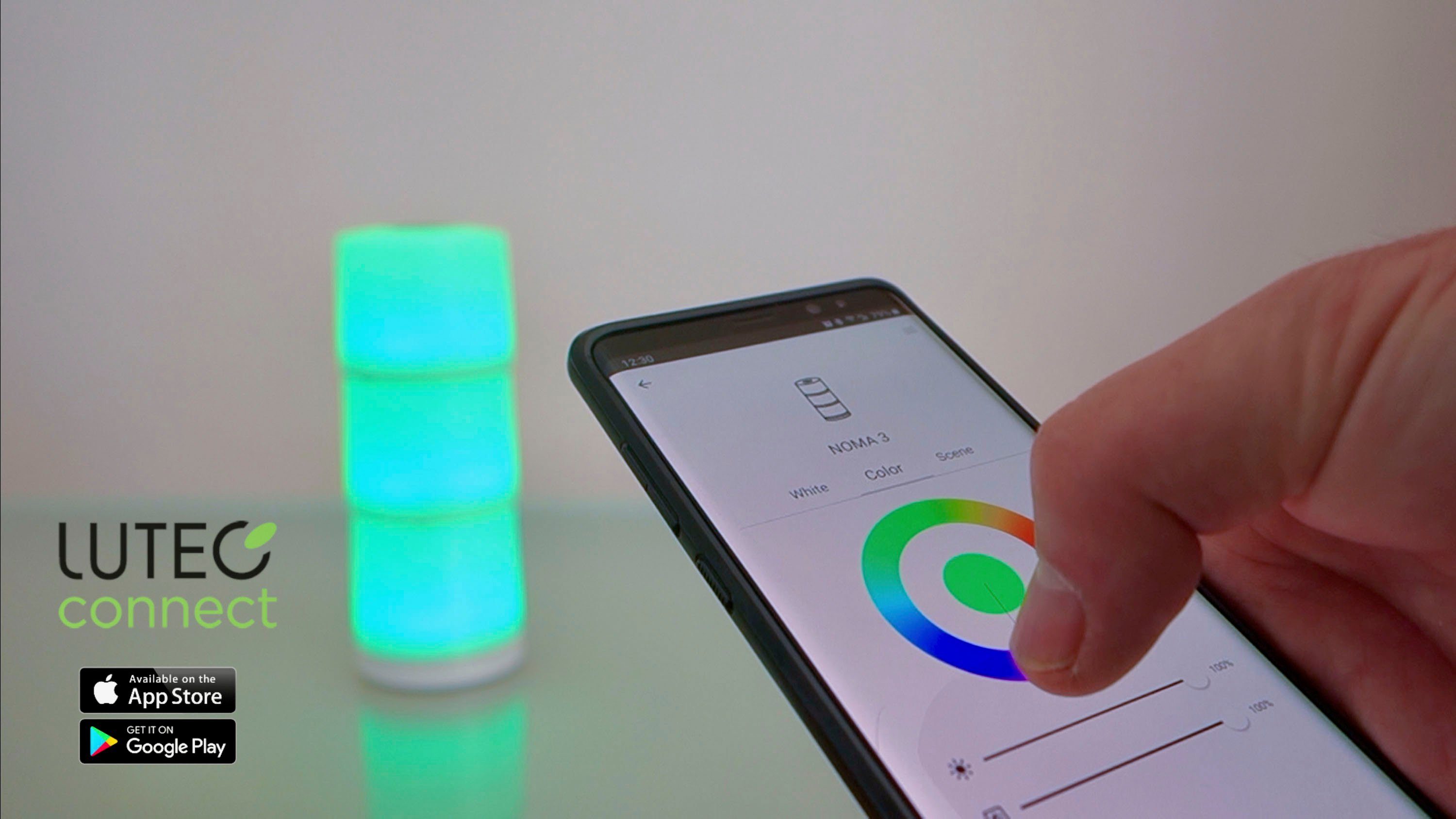LUTEC Smarte LED-Leuchte NOMA, Smart RGB, LED integriert, Smart-Home Tischleuchte fest Home