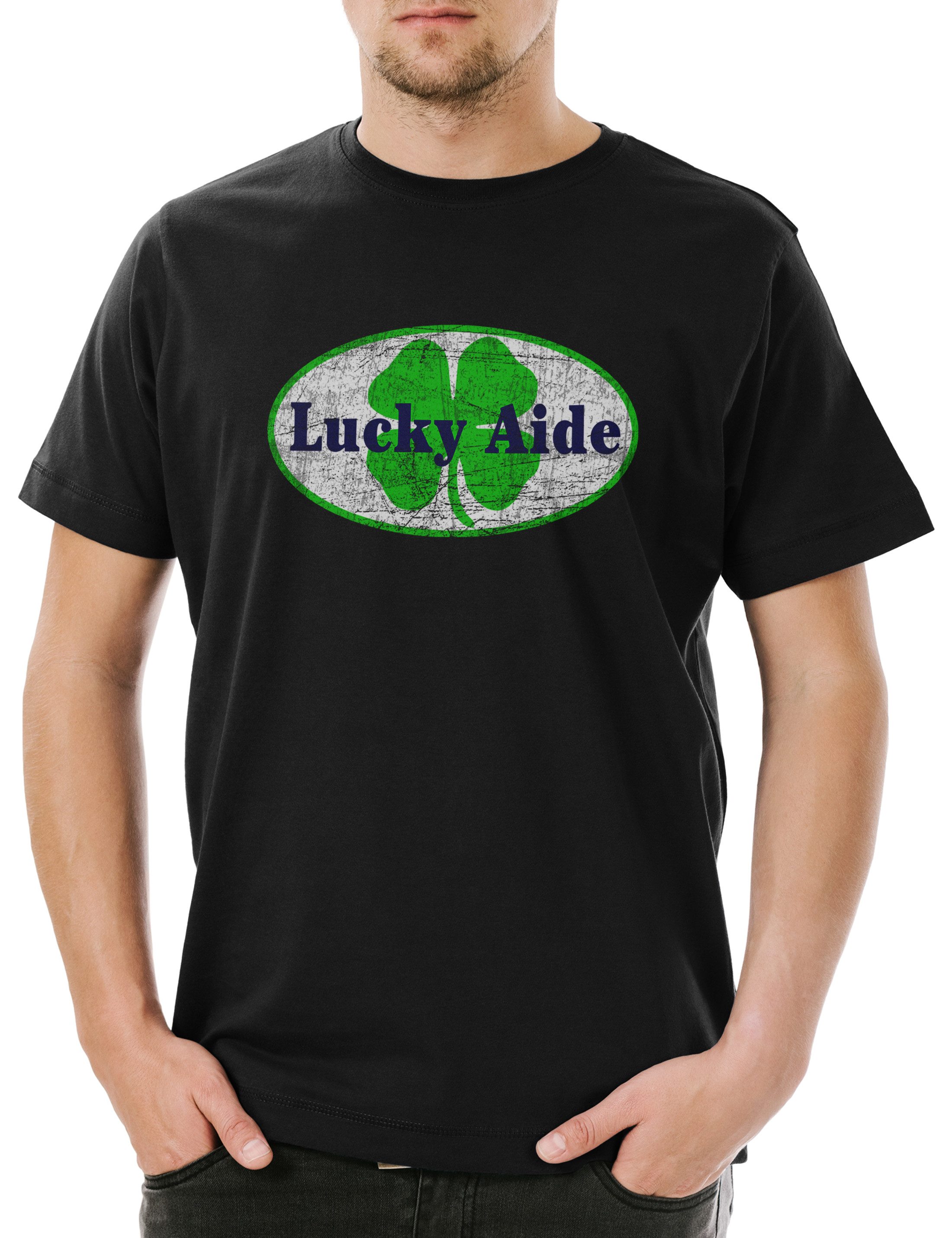 Print-Shirt Lucky Aide Herren T-Shirt Malcolm Symbol Sign Firma Schild Mittendrin