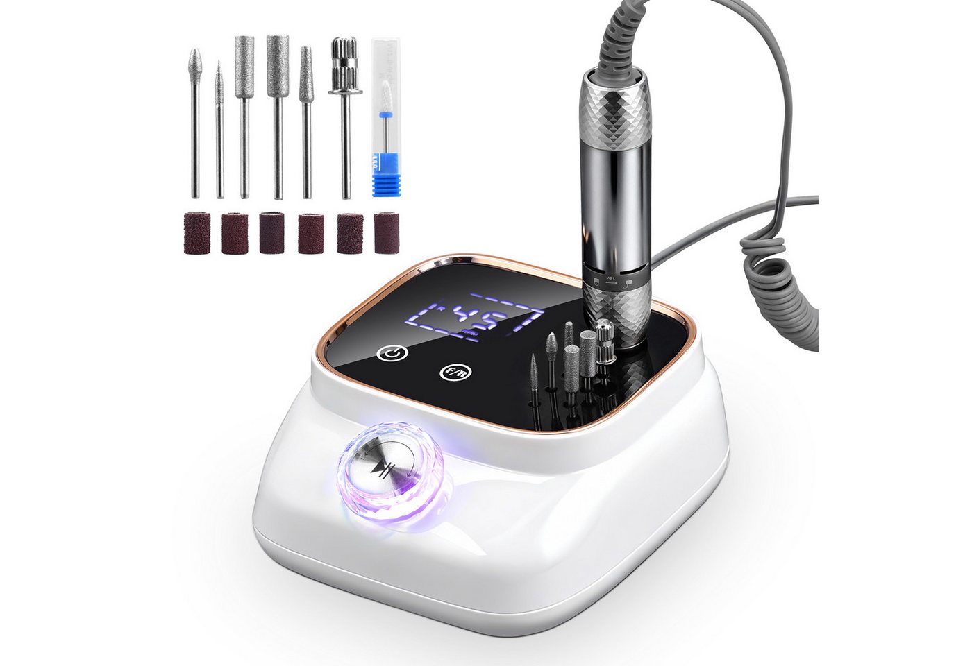 CkeyiN Pro Maniküre-Pediküre-Set Profi Nagelfräser 45000RPM,Fräser für Gelnägel, mit Lcd-Display,Nagelfeile Maniküre Pediküre Zubehör Set, für den Heimgebrauch und Nagelstudios