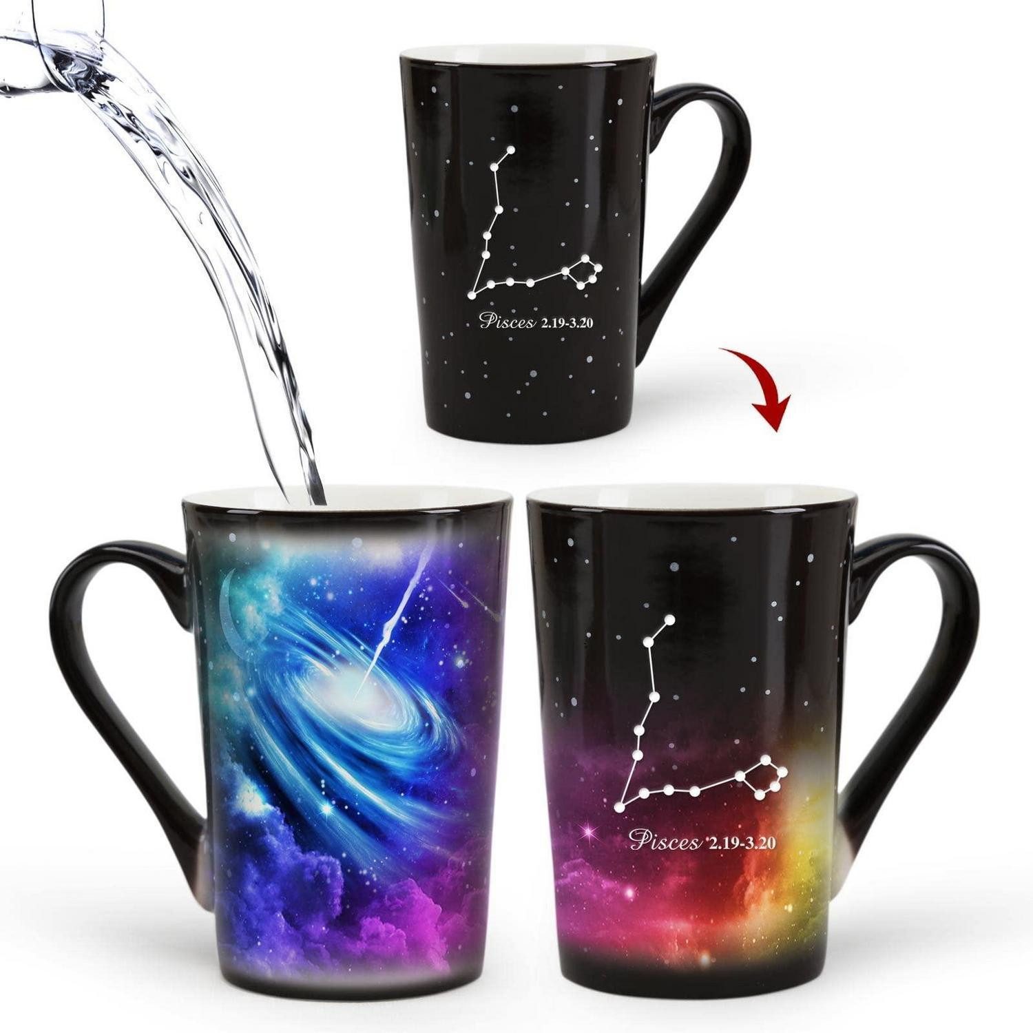 LuxusKollektion Tasse Tasse Farbwechsel Fische Sternenhimmel 340ml, Keramik