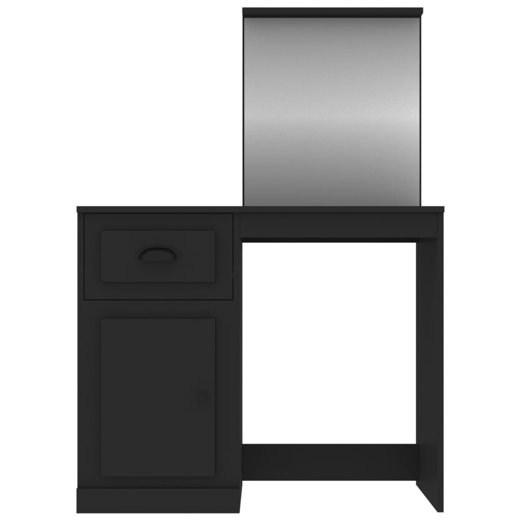 mit Schwarz vidaXL cm Holzwerkstoff 90x50x132,5 Schreibtisch Spiegel Schminktisch