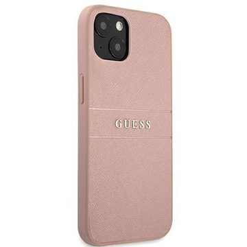 Guess Handyhülle Guess Saffiano Stripe Collection Apple iPhone 13 Mini Hard Case Cover Schutzhülle Pink