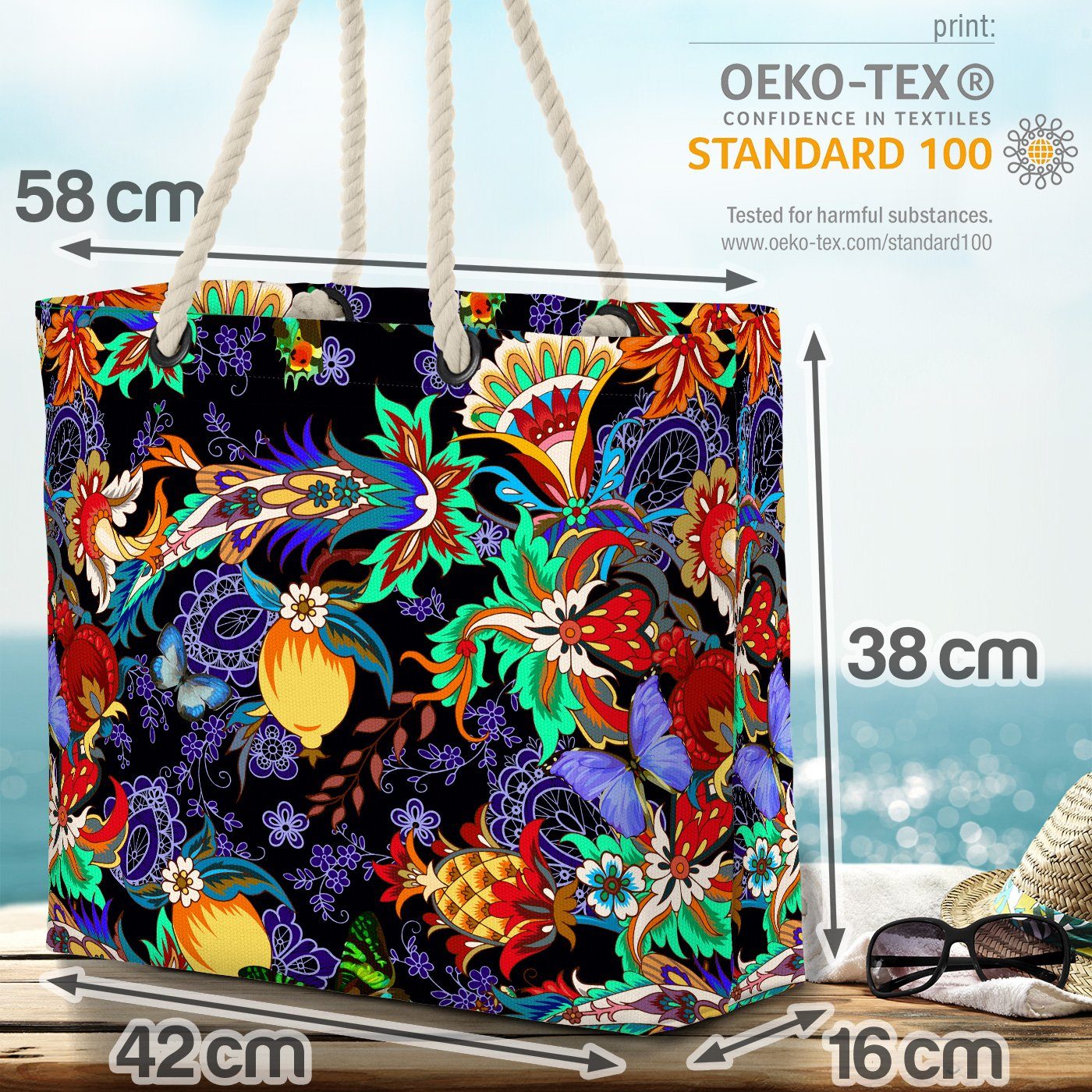 Ur-Wald Strandtasche (1-tlg), Orient VOID Dschungel Paisley-Muster Paisley Blumen-Muster Bag Tropen Beach