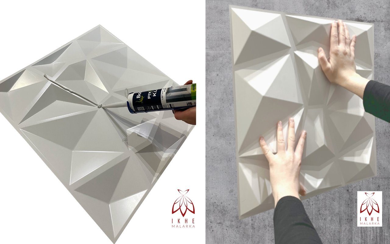 IKHEMalarka 3D Wandpaneel 3D Paneele PVC Kunststoffpaneele, BxL: 50,00x50,00 cm, 0,25 qm, (1 Stück, 3D Wandpaneele Deckenpaneele) hochwertige & harte PVC 3D Pla – Bild 5 von 5