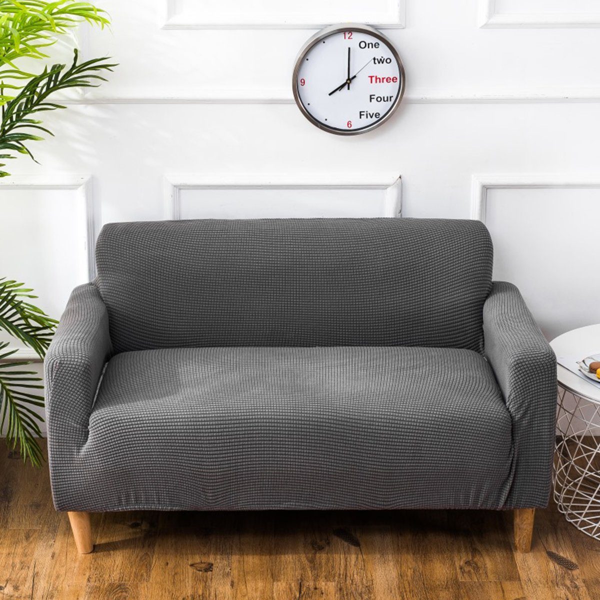 Stretch-Sofabezug Sofahusse rutschfesten dezentem Grau Elastisch Muster, Schaumstoffstreifen Bund, mit elastischem mit MULISOFT, Sesselbezug Couch
