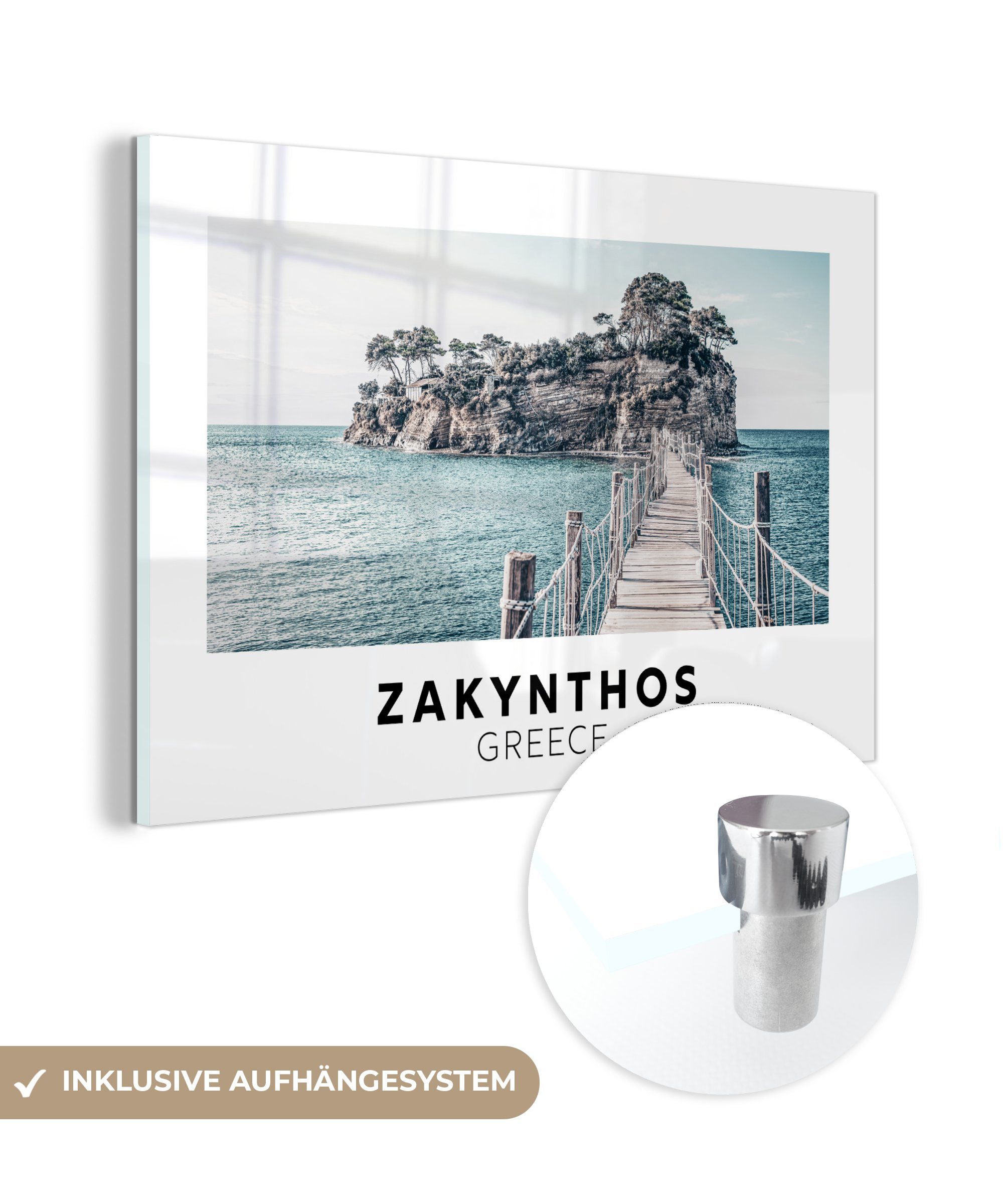 MuchoWow Acrylglasbild Zakynthos - Griechenland Glas (1 Meer, auf Glasbilder - Bilder Foto Glas - St), Wandbild Wanddekoration auf - 