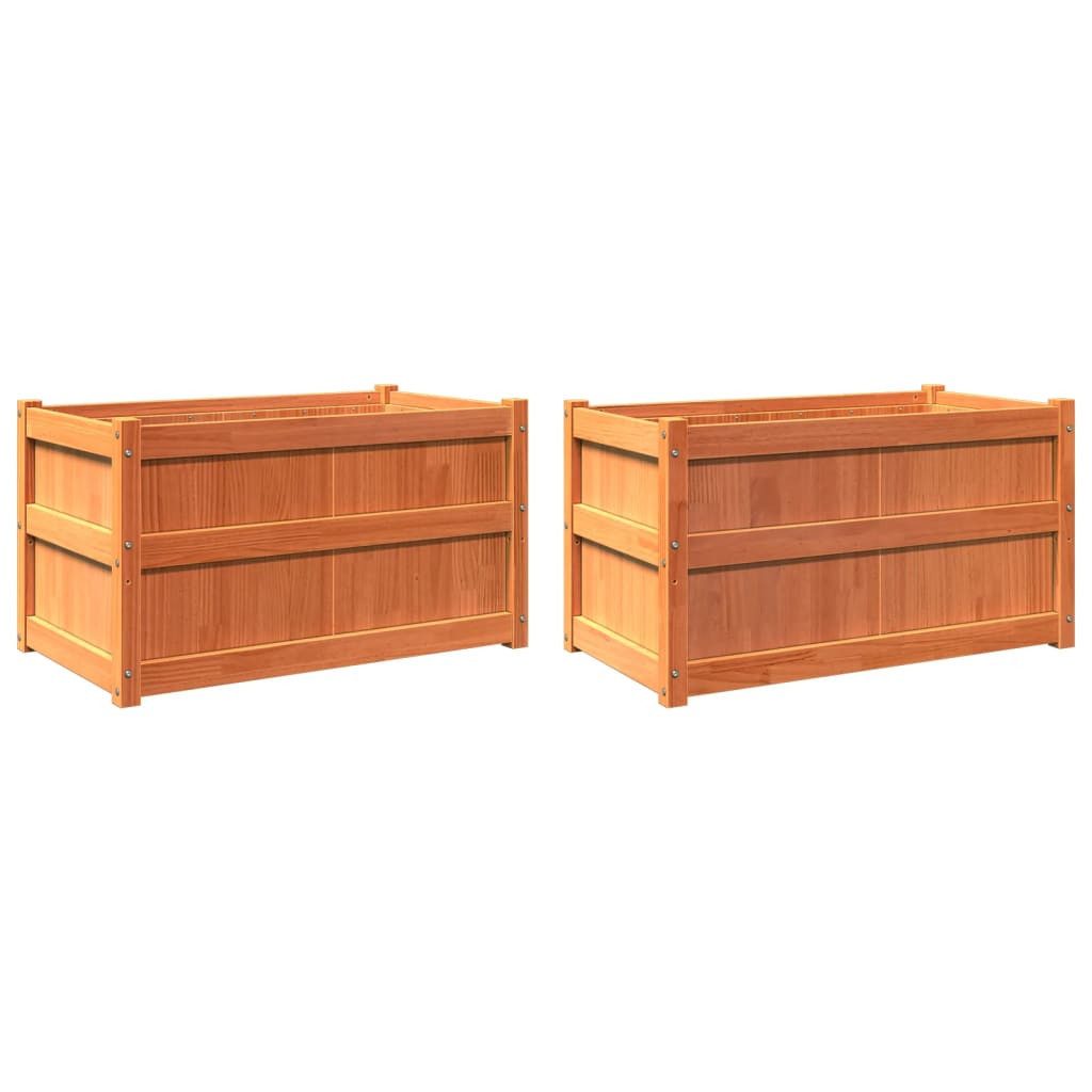 vidaXL Blumentopf Плантатор 2 Stk. Wachsbraun Massivholz Kiefer (2 St)