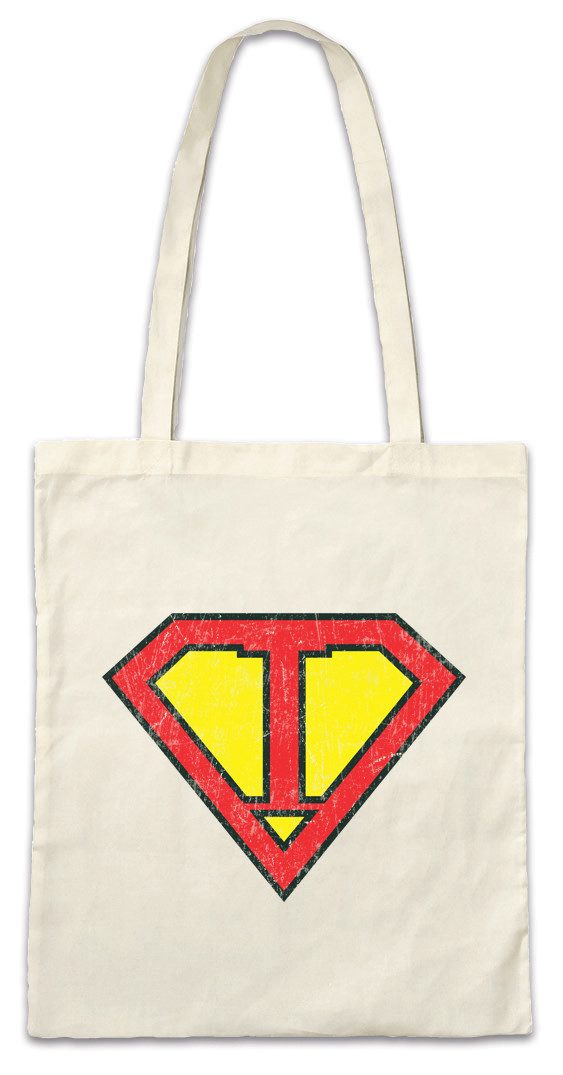 Beuteltasche Super I Stofftasche Buchstabe Initialen Vorname Nachname Man Fasching