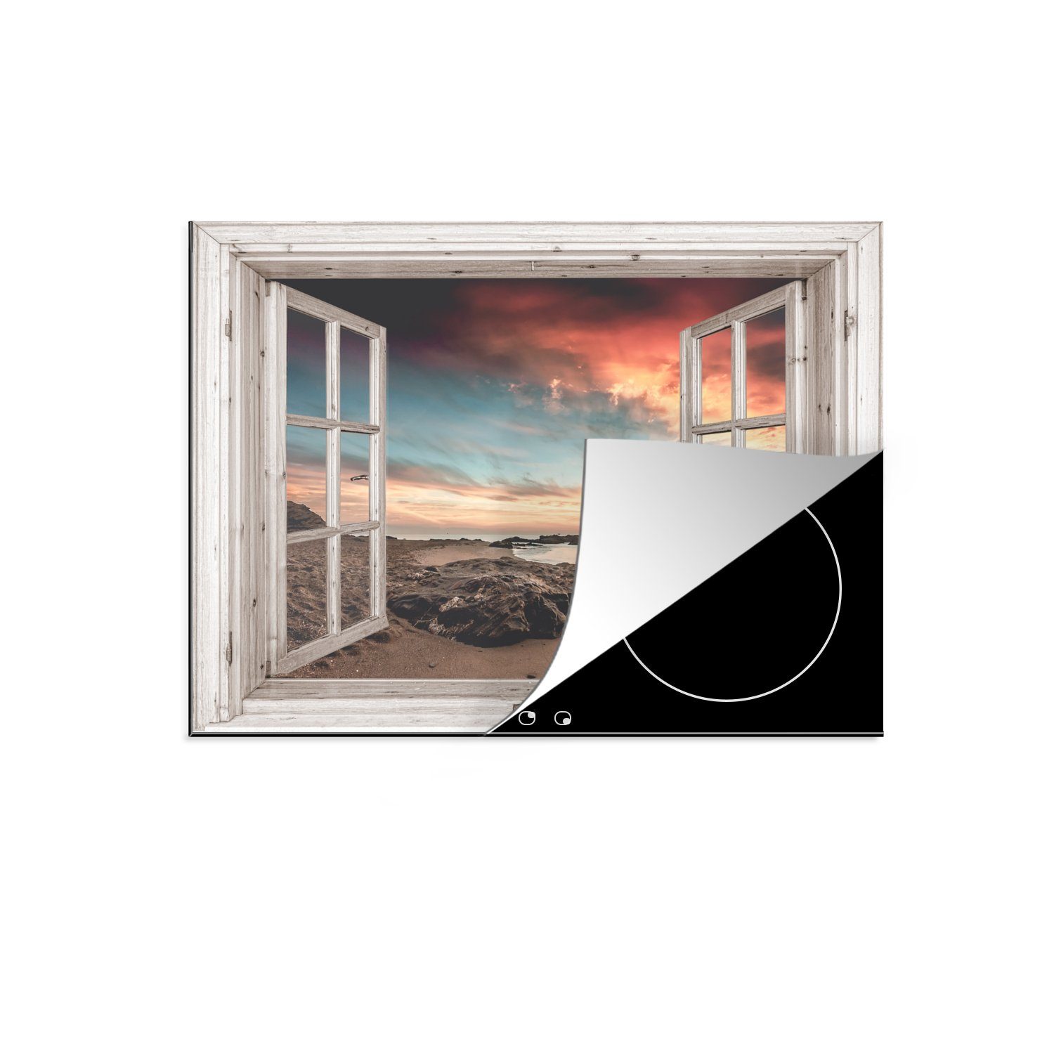 MuchoWow Herdblende-/Abdeckplatte Aussicht - Strand - Meer, Vinyl, (1 tlg), 71x52 cm, Induktionskochfeld Schutz für die küche, Ceranfeldabdeckung