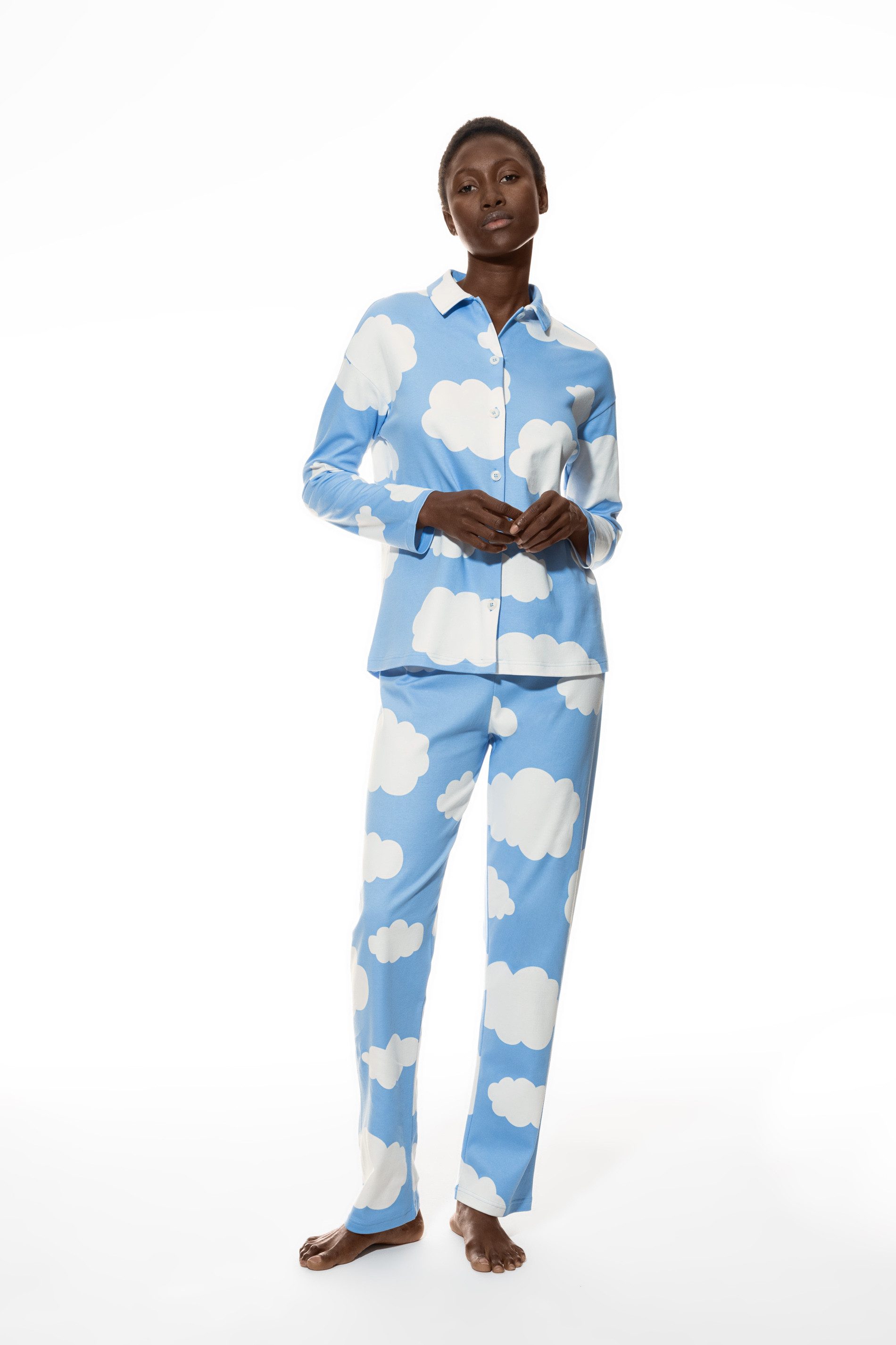 Pyjama Mey Pyjama durchgeknöpft 1240022 Blue Silk