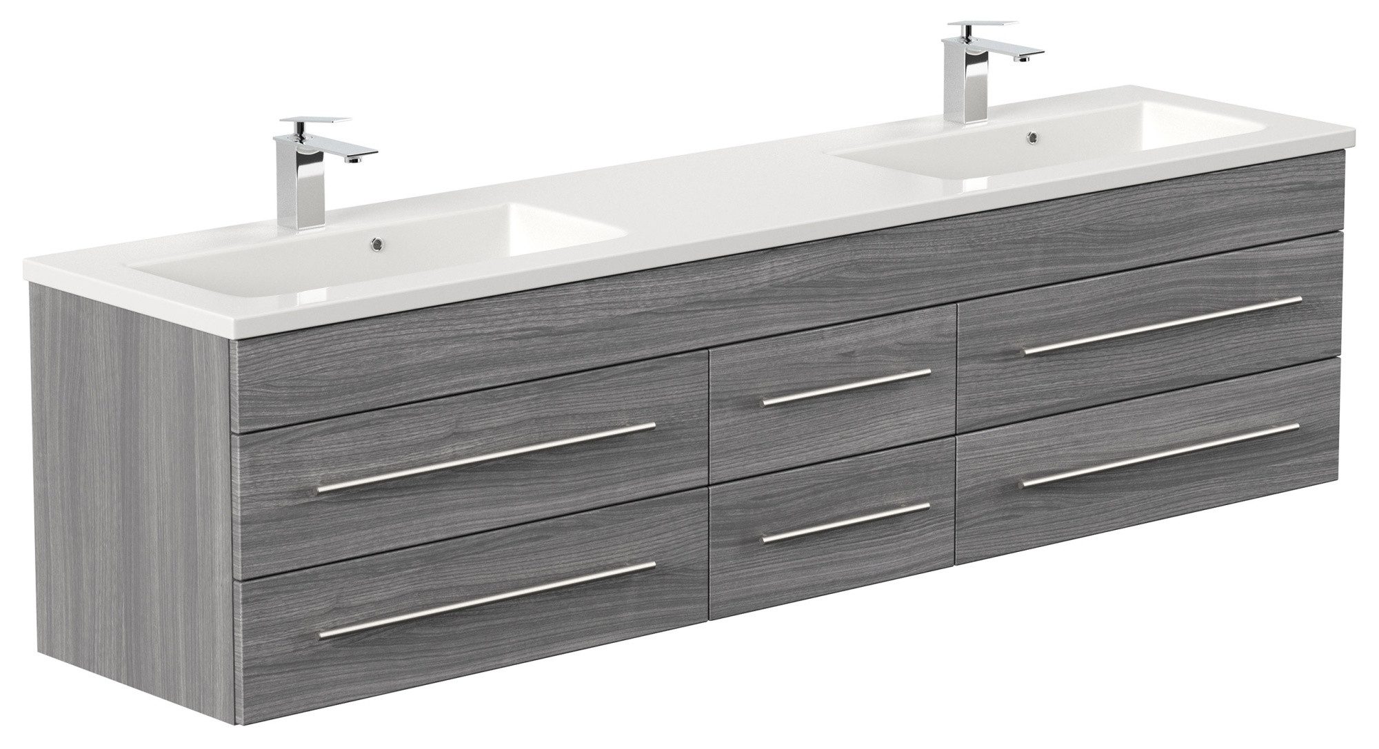 Magnolia Home Doppelwaschtisch Badmöbel Colossos 200 SoftClose silbereiche