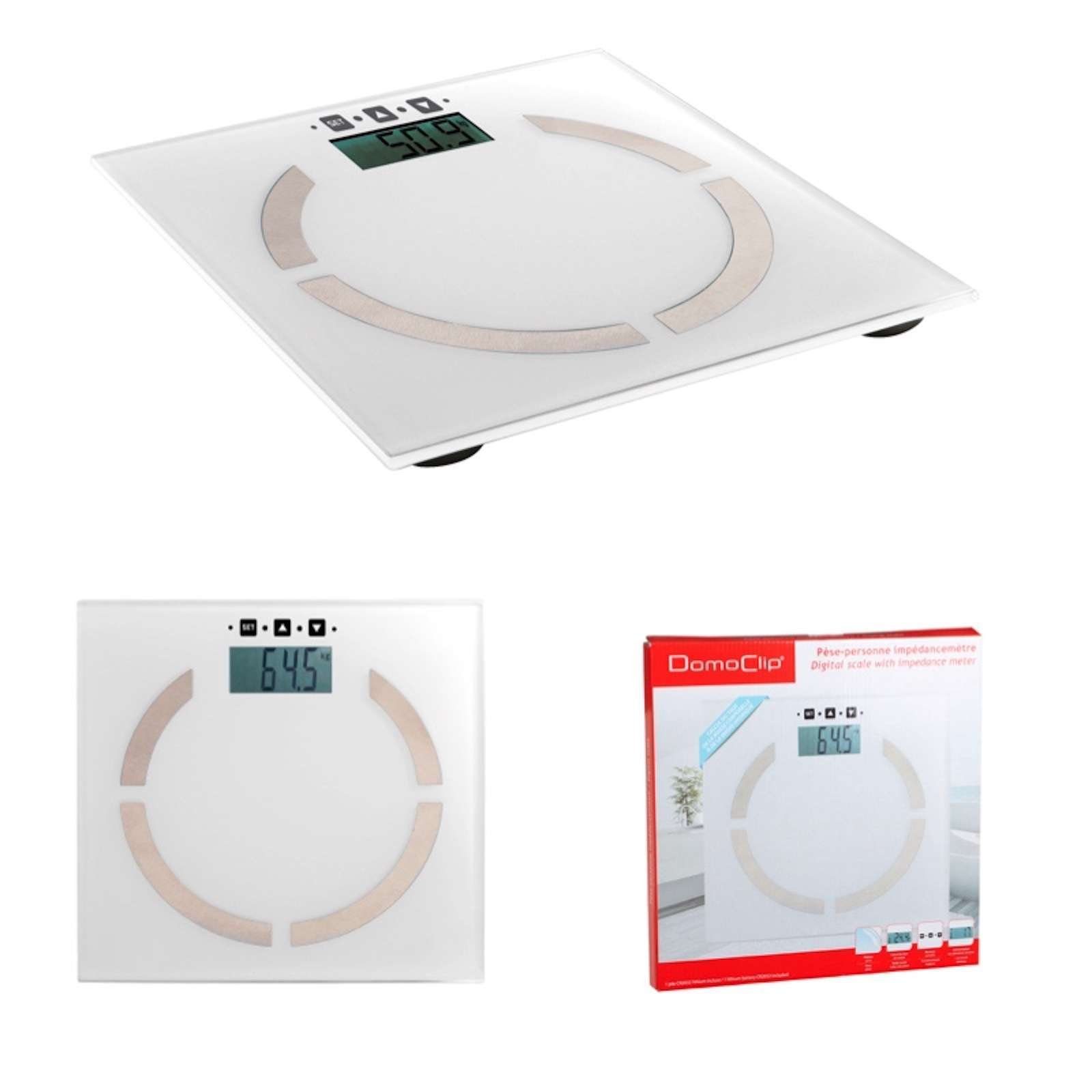 DomoClip Personenwaage DomoClip digitale Personenwaage Körpermassenindexrechner weiß DOM254W