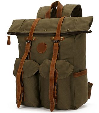 OKWISH Laptoprucksack Canvas Rucksack Schulrucksack Rucksäcke Reiserucksack Schultertasche (Vintage Canvas Notebook Laptop Tasche Schule Uni Rucksack, Backpack mit Laptopfach, für bis 17,3-Zoll Laptop, luxuriös, Luxus), für Herren Damen Jungen Teenager Freizeit Arbeit Business Reisen