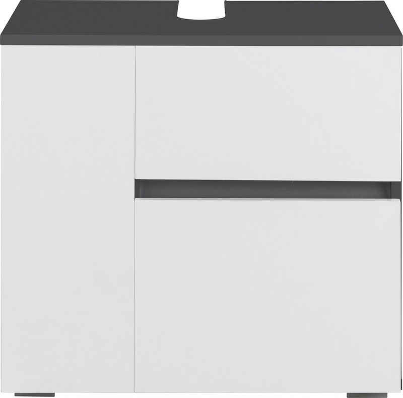 Home affaire Waschbeckenunterschrank Wisla Siphonausschnitt, Tür Push-to-open-Funktion, Breite 60 cm, Höhe 55 cm