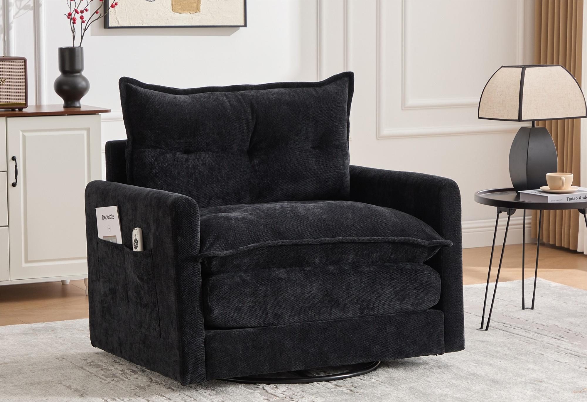 LVHOM Drehsessel Dreh-Loungesessel 360°, XXL Sitzbreite, Seitentasche, 150k günstig online kaufen