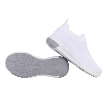 Ital-Design Kinder Low-Top Freizeit Sneaker Flach Freizeitschuhe in Weiß
