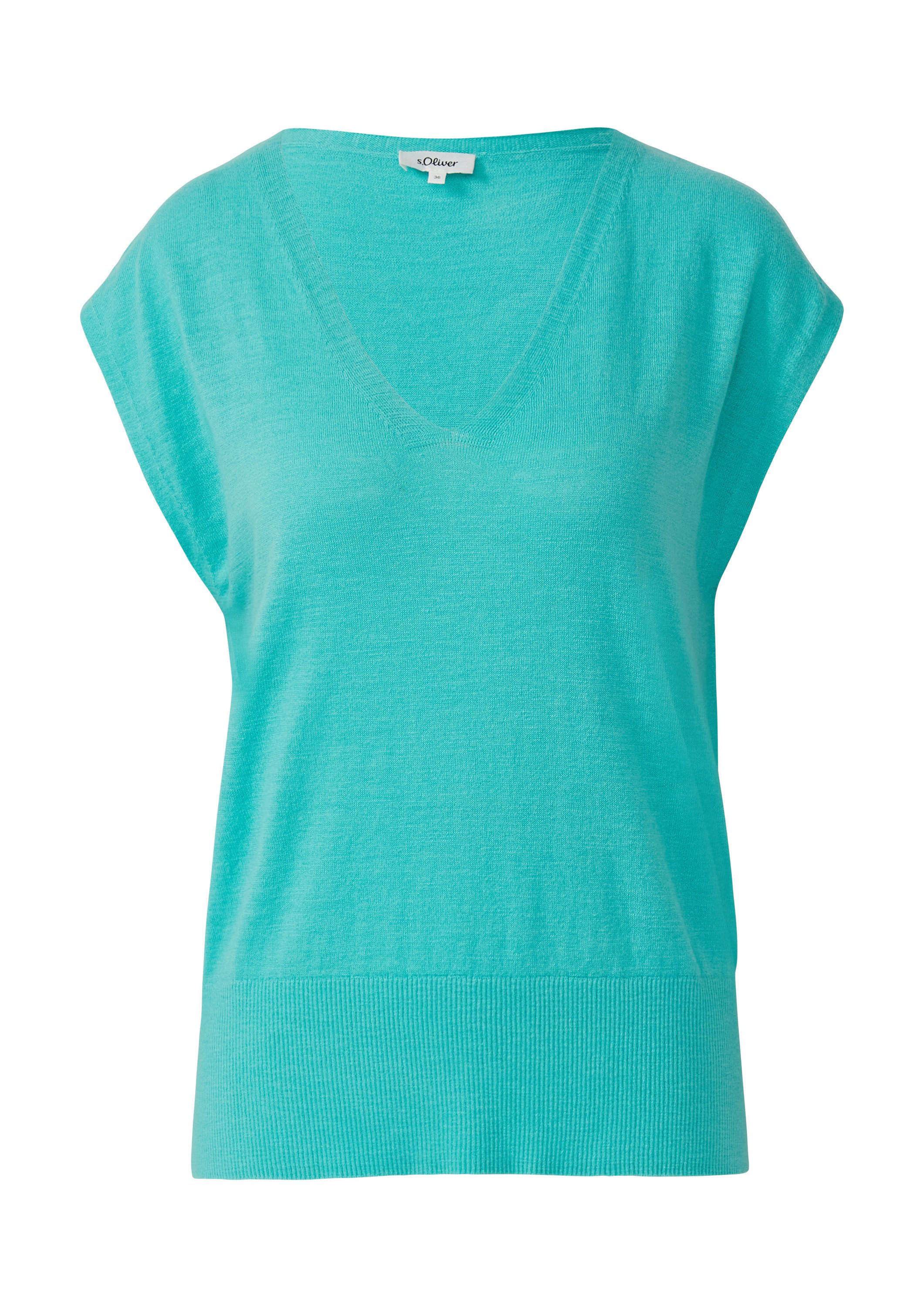 s.Oliver Kurzarmpullover Strickpullover Leichtes Stricktop mit V-Ausschnitt günstig online kaufen