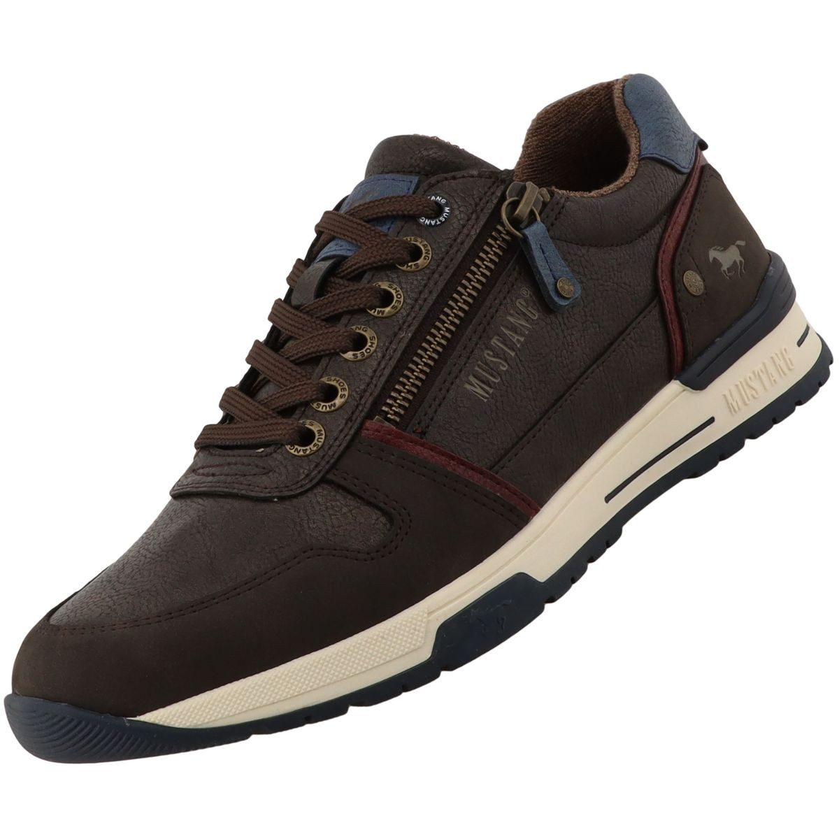 Mustang Shoes 26M0281006-mokka Schnürschuh Moderner Schnürschuh mit praktischem Reißverschluss
