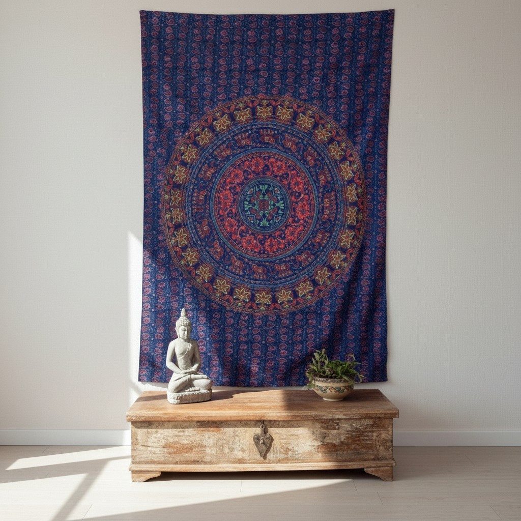 Guru-Shop Tagesdecke Indisches Mandala Tuch, Wandtuch, Tagesdecke..