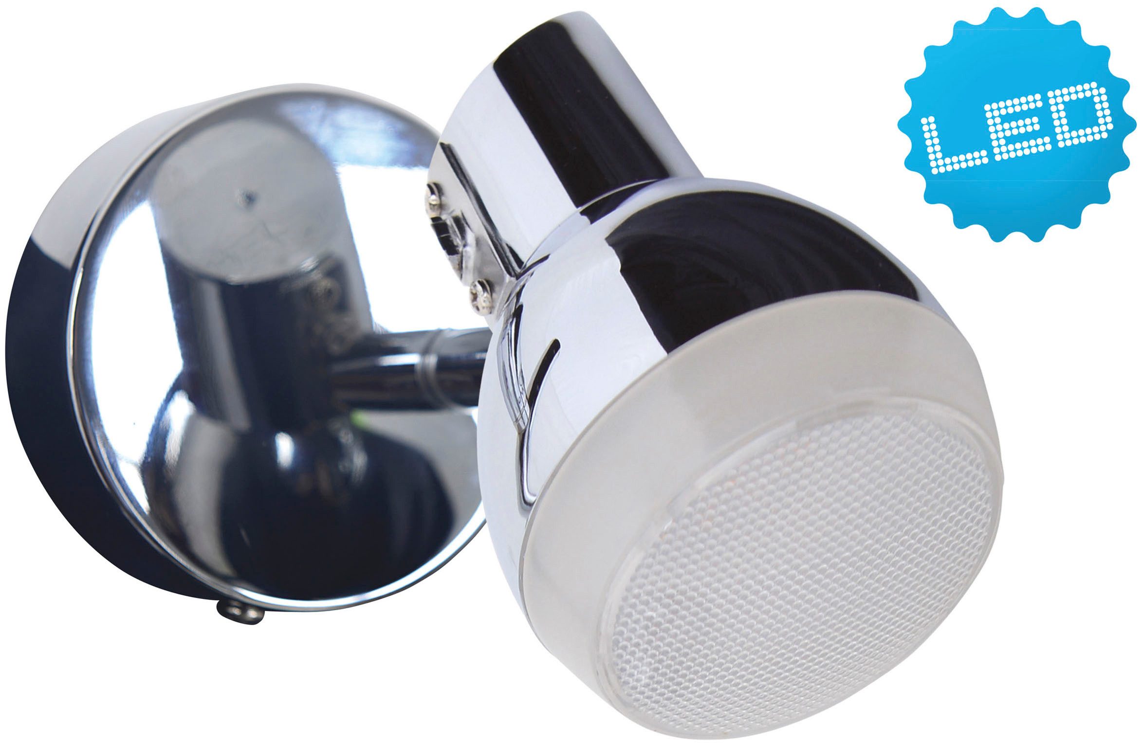 näve LED Wandstrahler Chromey, LED fest integriert, Warmweiß, 1er Spot chromfarben, Lichtfarbe warmweiß, Metall, Acryl, D: 8cm