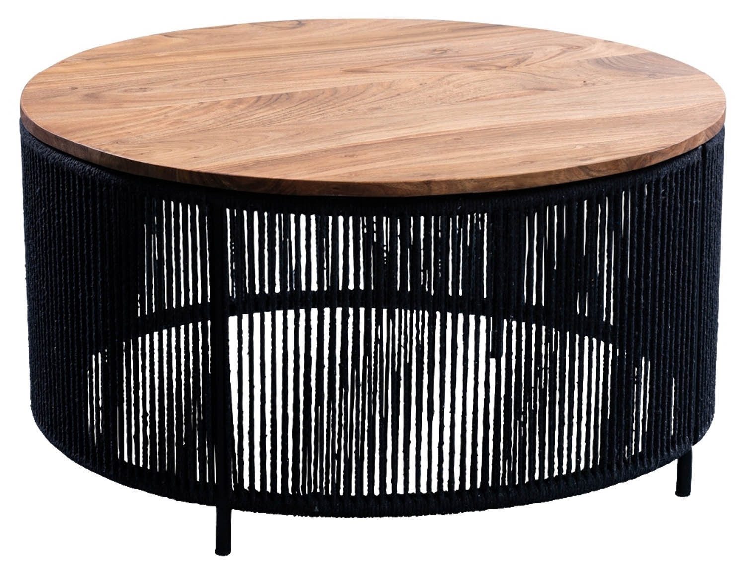 Couchtisch SIMON, Ø 75 cm, Braun, Schwarz, Akazienholz massiv