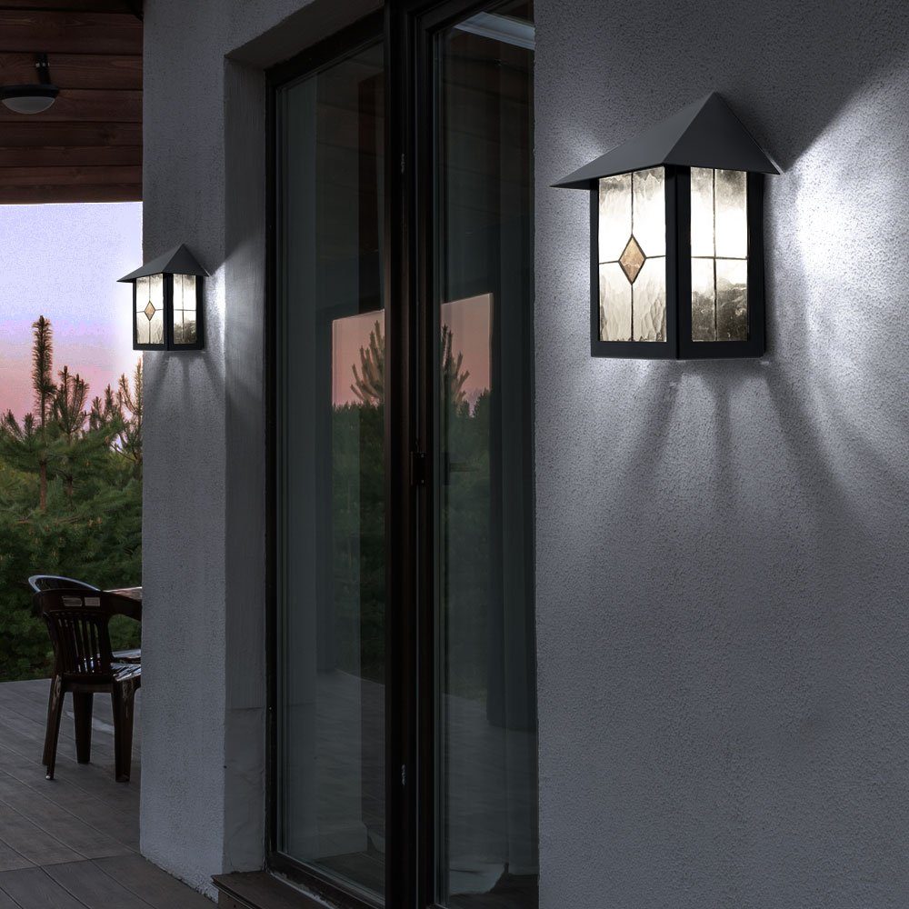 etc-shop Außen-Wandleuchte, Leuchtmittel inklusive, Warmweiß, Außenleuchte Wandleuchte Wandlampe Gartenleuchte Außenlampe, Glas-
