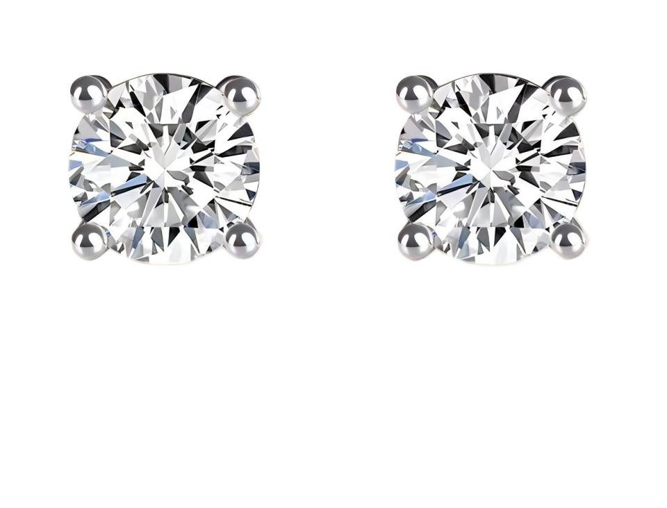 Jumpeak Paar Ohrstecker Diamant Ohrstecker,Klassisch Vier-Krappen,Rundschliff,D,VS1,3EX,IGI, 14K Weissgold Ohrringe,1ct/2ct waehlbar,Labor Diamant,Damen Geschenk