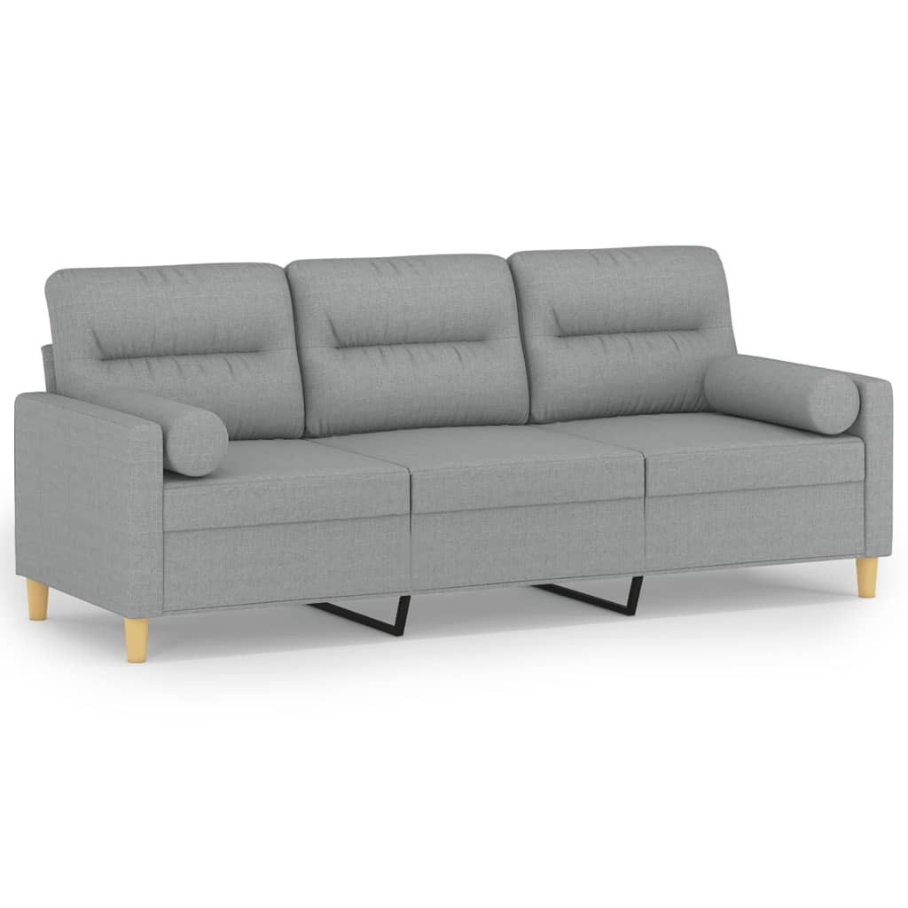 vidaXL Sofa 3-Sitzer-Sofa mit Zierkissen Hellgrau günstig online kaufen
