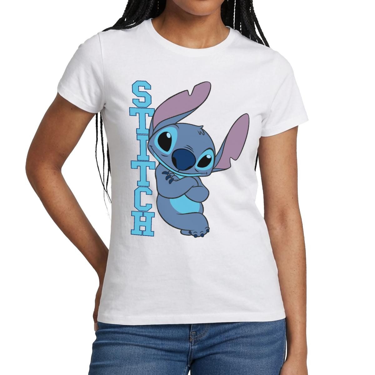 Spreadshirt T-Shirt Lilo & Stitch, Stitch Mit Schriftzug Frauen T-Shirt (1-tlg)