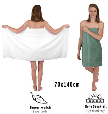 Betz Handtuch Set 12-TLG. Handtuch Set Premium Farbe weiß/tannengrün, 100% Baumwolle, (12-tlg)