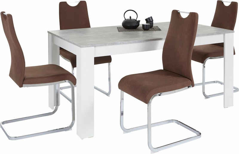 Homexperts Essgruppe Zabona, (Set, 5-tlg), 4 Stühle und 1 Tisch