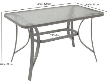DEGAMO Gartentisch FLORENZ (1-St), 70x120cm, Gestell Metall silbergrau, Tischplatte Sicherheitsglas