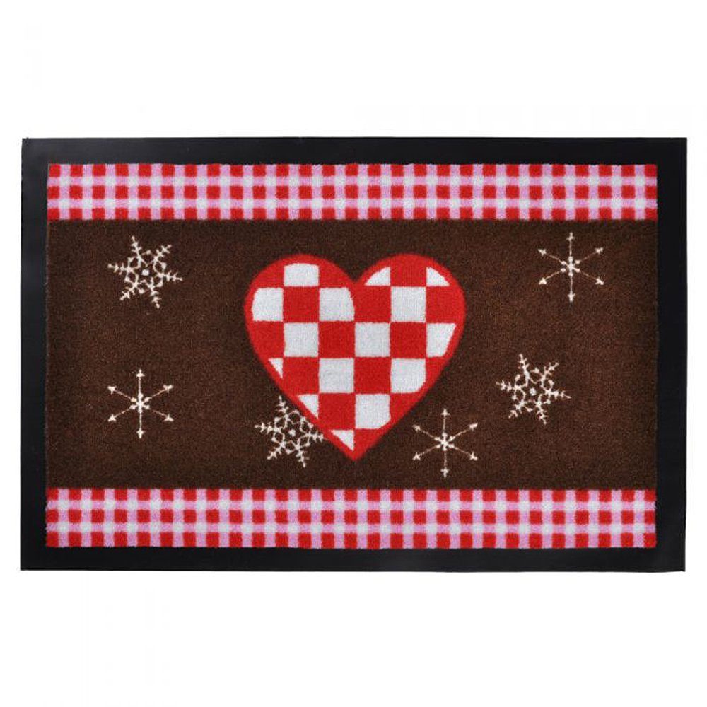 LebensWohnArt Teppich Fußmatte HERZ Schmutzfangmatte Braun