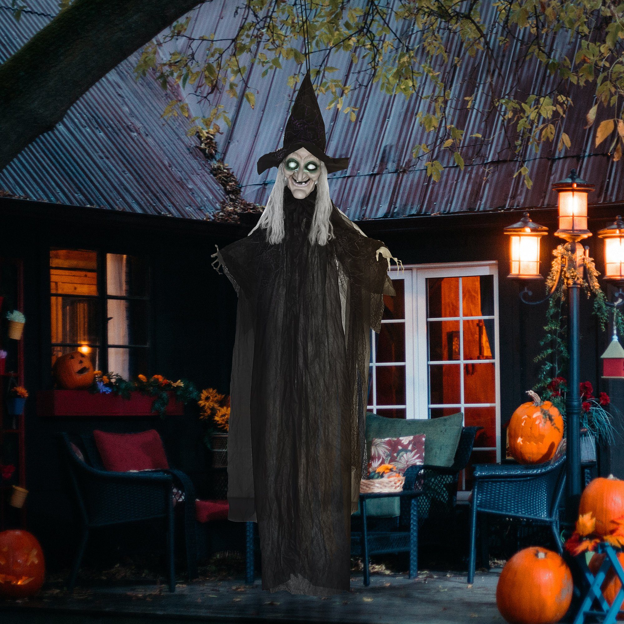 HOMCOM Dekofigur 183cm Halloween-Hexe mit LED-Lichter, günstig online kaufen