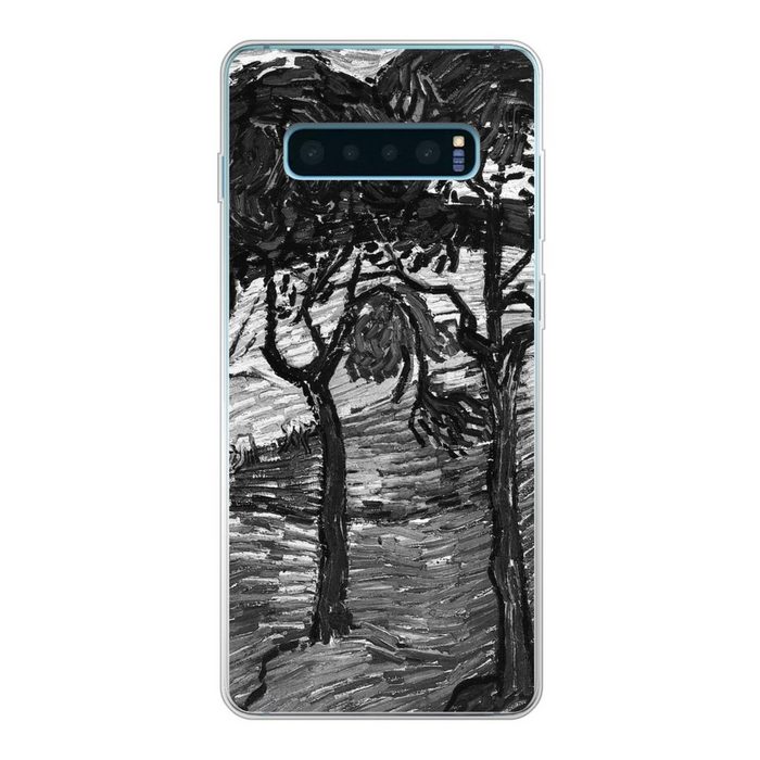 MuchoWow Handyhülle Landschaft mit Figuren - Vincent van Gogh - Schwarz - Weiß Phone Case Handyhülle Samsung Galaxy S10 Lite Silikon Schutzhülle
