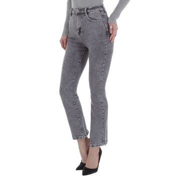 Ital-Design Bootcut-Jeans Damen Freizeit Used-Look Stretch Bootcut Jeans in Grau