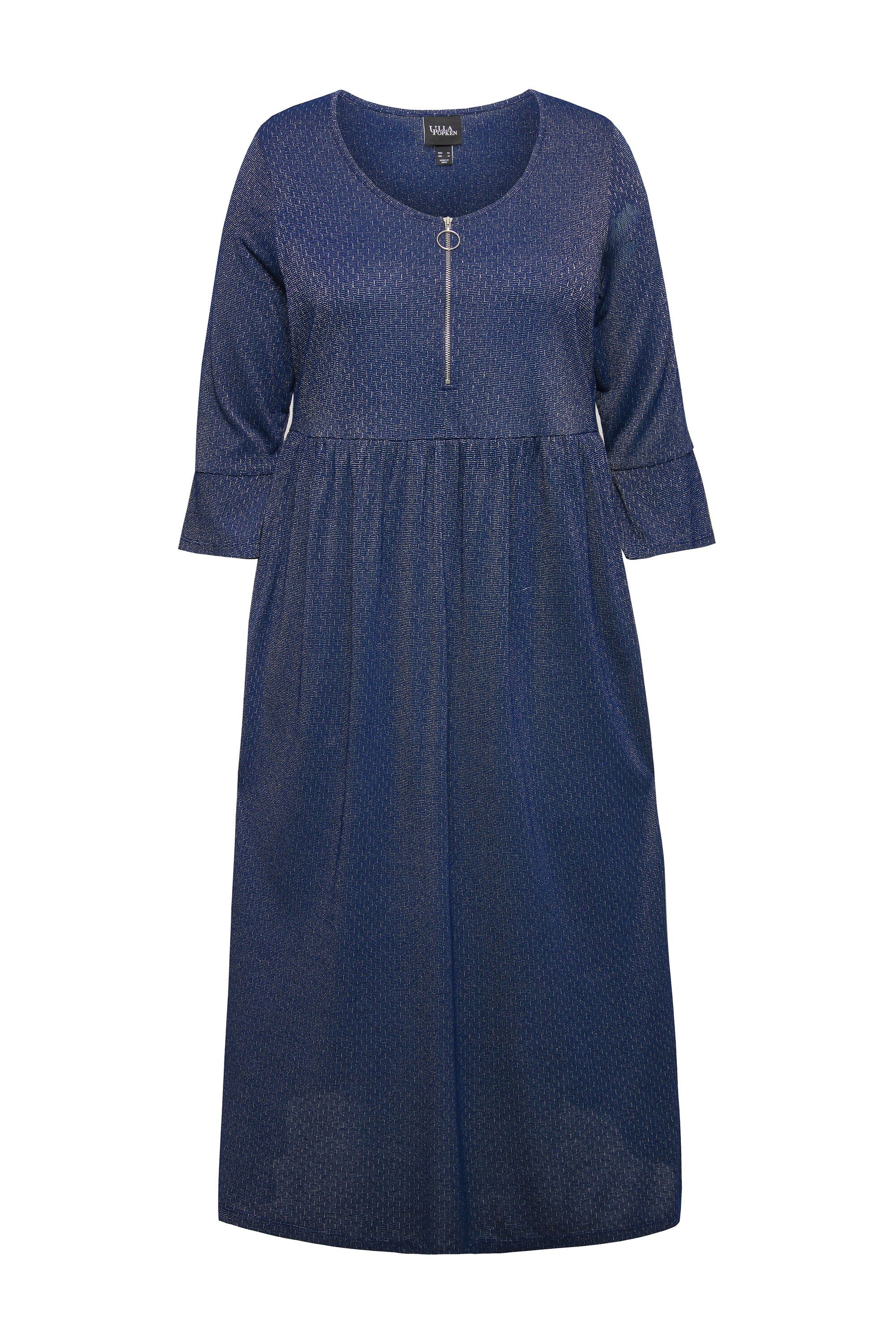 Ulla Popken Jerseykleid Jersey-Midikleid Glitter A-Linie Rundhals 3/4-Arm günstig online kaufen