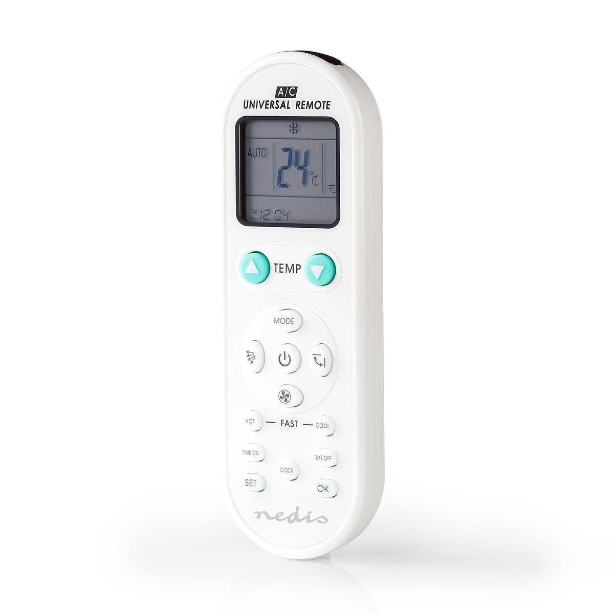 Nedis ACRC1WT Universal-Fernbedienung (Programmierung, 2x AAA/LR03, flexible Nutzung für Klimaanlagen)
