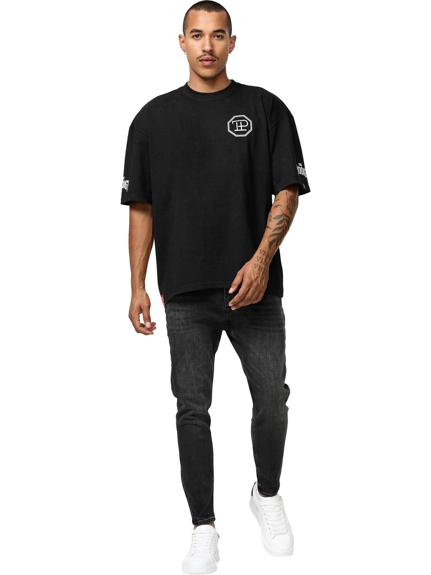 trueprodigy Oversize-Shirt Dilan Logoprint Rundhals dicker Stoff