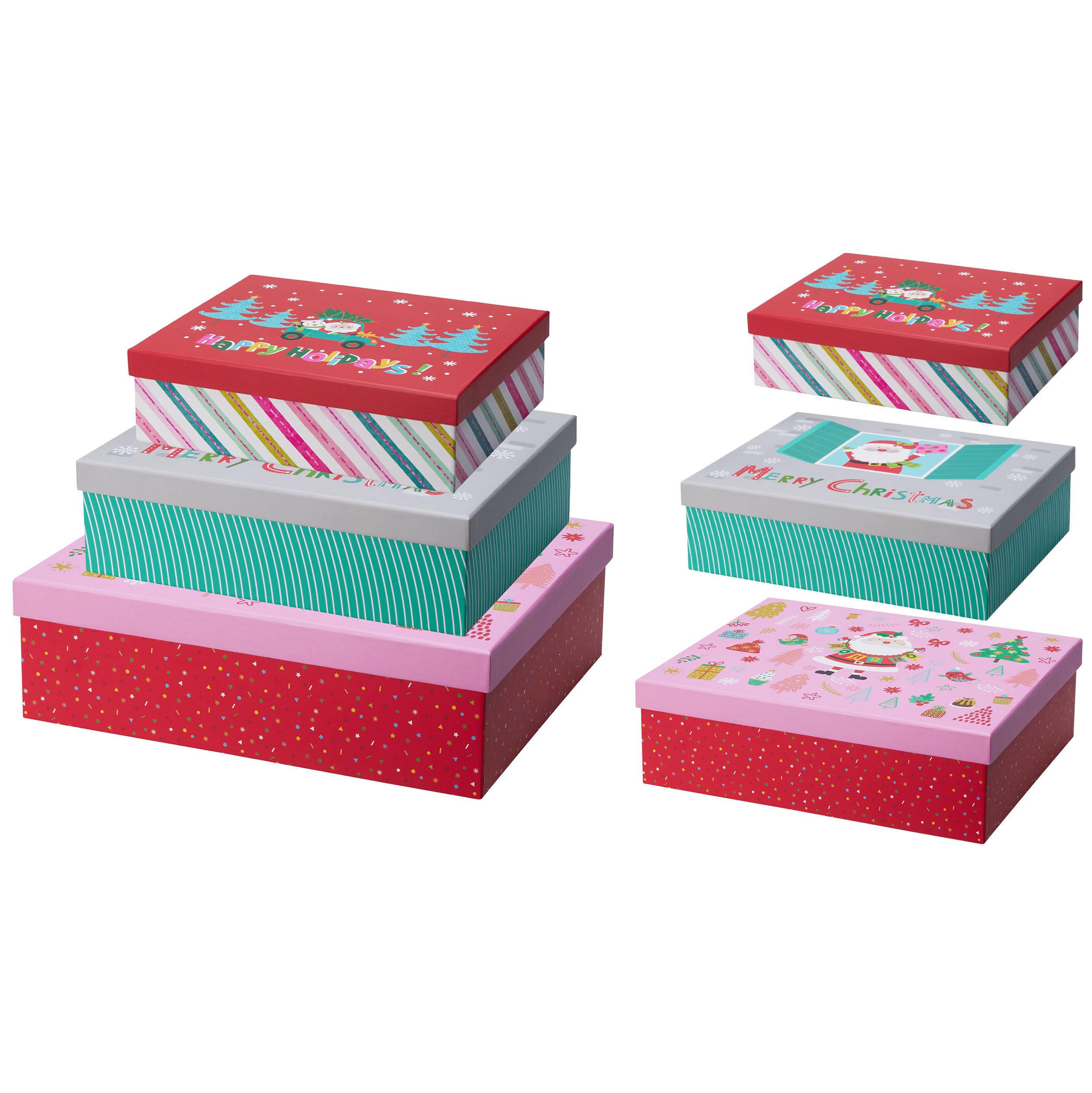 Annastore Geschenkbox 3-tlg. Set Geschenkboxen - Geschenkkarton Geschenkverpackung, Weihnachten, 3 verschiedene Größen