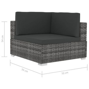 vidaXL Loungesofa Ecksofas 2 Stk. mit Auflagen Poly Rattan Grau, 2 Teile